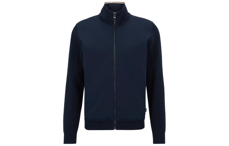 HUGO BOSS SS23 Colorblock Stand Collar Jacket Navy Blue 50482296-404