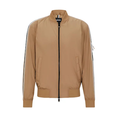 HUGO BOSS SS23 Colorblock Striped Zip Long Sleeve Jacket Brown () 50493675-260