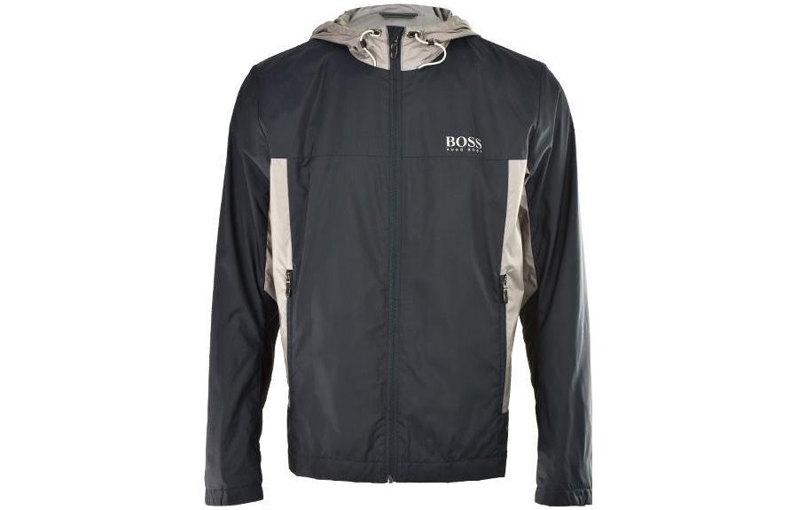 HUGO BOSS SS23 Colorblock Windbreaker Hoodie Jacket Men Grey Blue JELTECH22125410XL