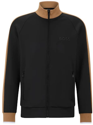 HUGO BOSS SS23 Colorblock Zip-Up Track Top with Side Stripes Black Sweater 50486268-001 Buy HUGO BOSS SS23 Colorblock Zip-Up Track Top with Side Stripes Black Sweater 50486268-001