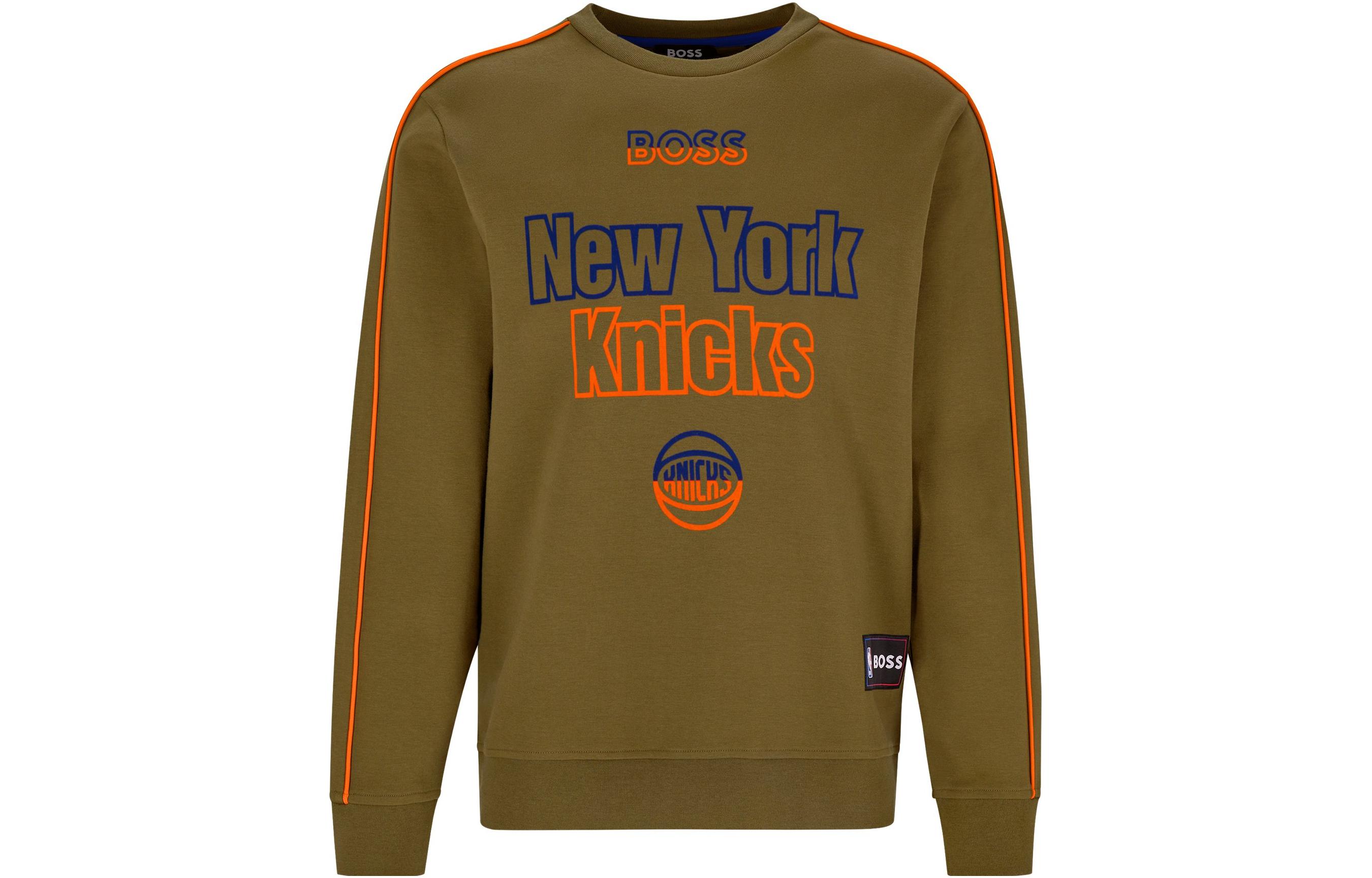 HUGO BOSS SS23 Crewneck Letter Print Long Sleeve Sweatshirt Men Olive Green 50477351-347