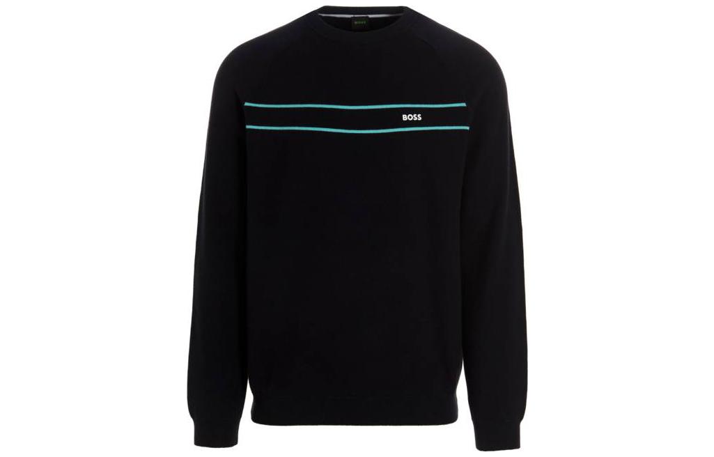 HUGO BOSS SS23 Crewneck Logo Print Long Sleeve Sweatshirt Men’s Blue 50492604-402
