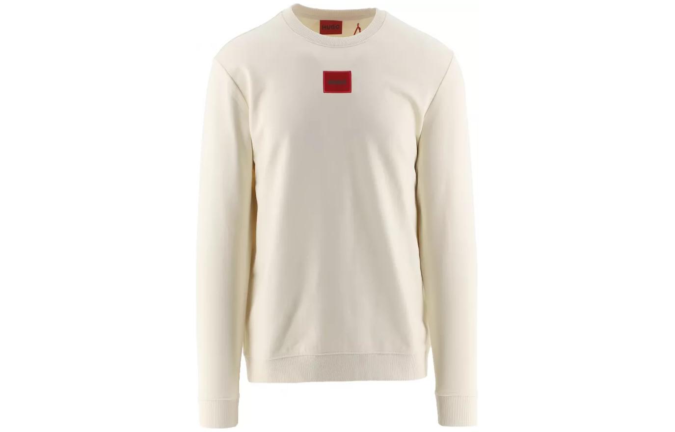 HUGO BOSS SS23 Crewneck Sweatshirt Minimalist Logo Patch Off-White 50447964-107