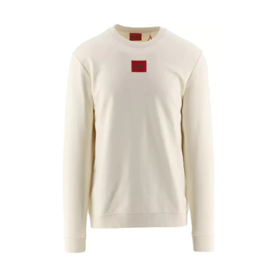 HUGO BOSS SS23 Crewneck Sweatshirt Minimalist Logo Patch Off-White 50447964-107