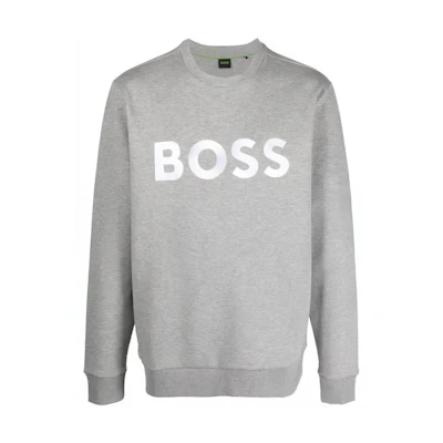 HUGO BOSS SS23 Crewneck Sweatshirt with Chest Logo Print - Gray 50482898-059