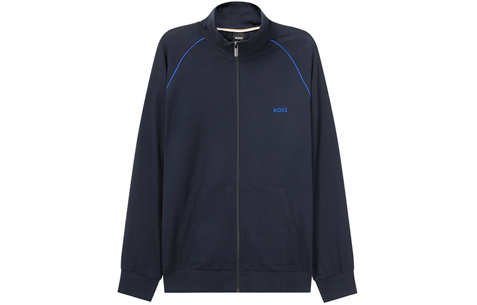 HUGO BOSS SS23 Embroidered Logo Zip-Up Jacket Navy Blue - 50469596-407