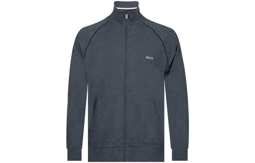 HUGO BOSS SS23 Embroidered Logo Zip-Up Long Sleeve Sweatshirt Jacket Grey 50469596-010