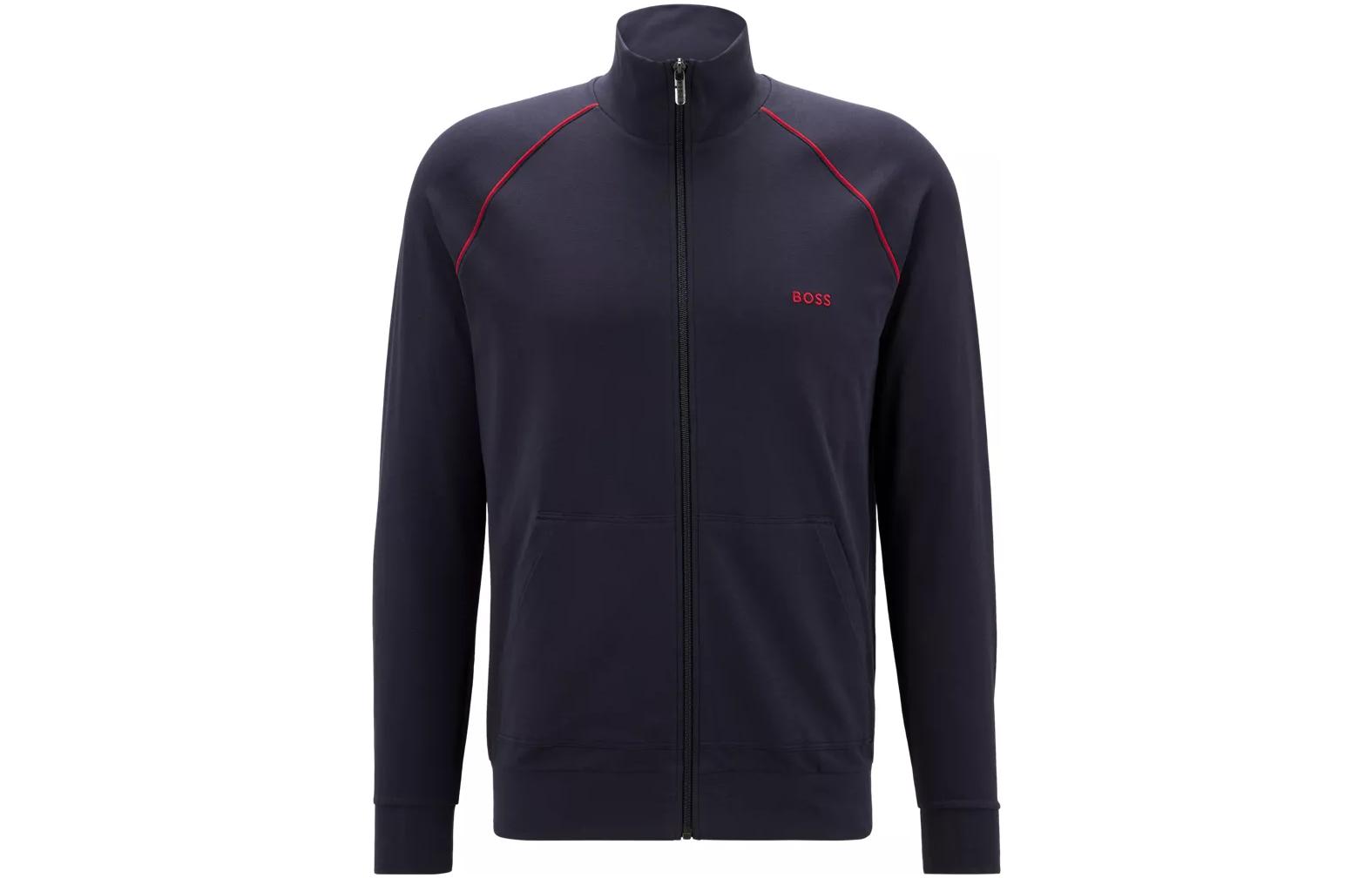 HUGO BOSS SS23 Embroidered Logo Zip Jacket Sweatshirt Men Purple Blue 50469596-405