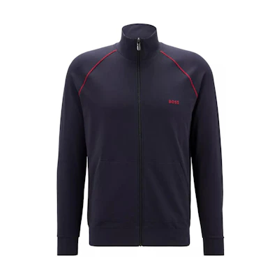 HUGO BOSS SS23 Embroidered Logo Zip Jacket Sweatshirt Men Purple Blue 50469596-405