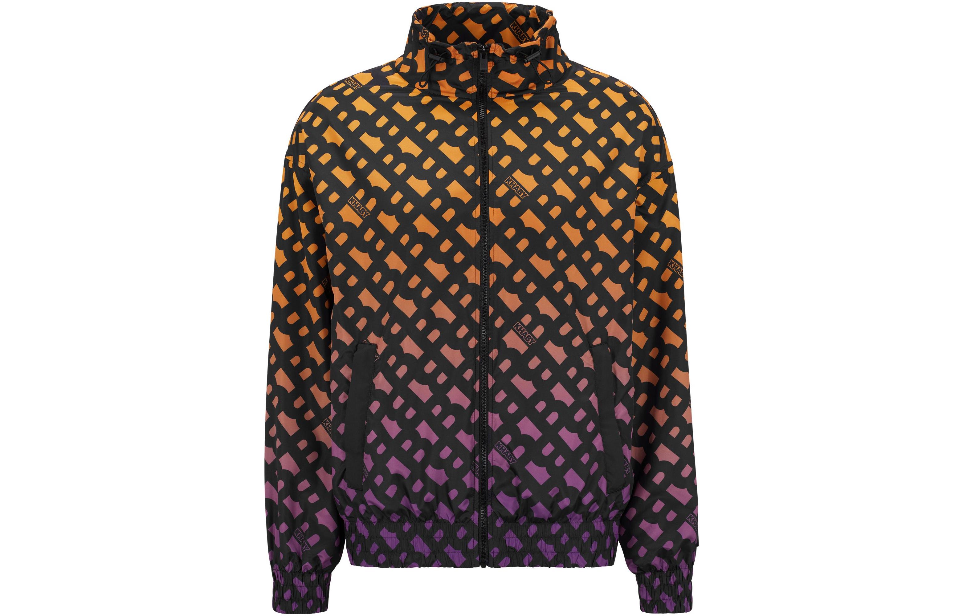 HUGO BOSS SS23 Gradient Monogram Zip-Up Jacket Men’s Light Orange 50493302-834