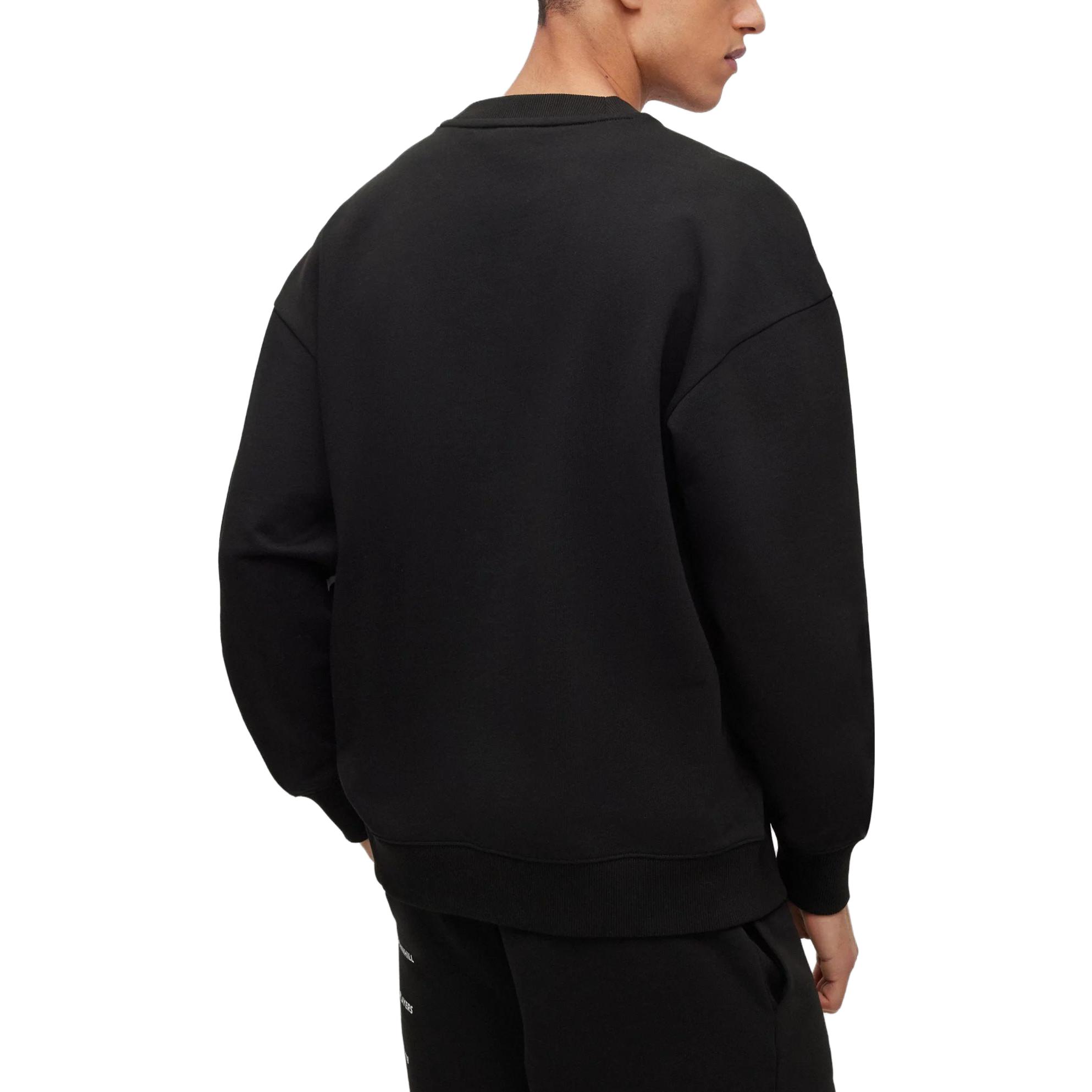 Shop HUGO BOSS SS23 Graphic Striped Crewneck Long Sleeve Sweatshirt  Black 50493703-001