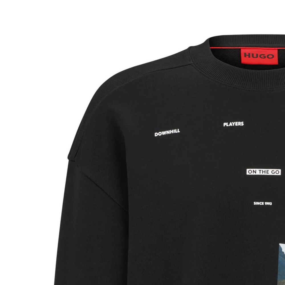 Purchase HUGO BOSS SS23 Graphic Striped Crewneck Long Sleeve Sweatshirt  Black 50493703-001