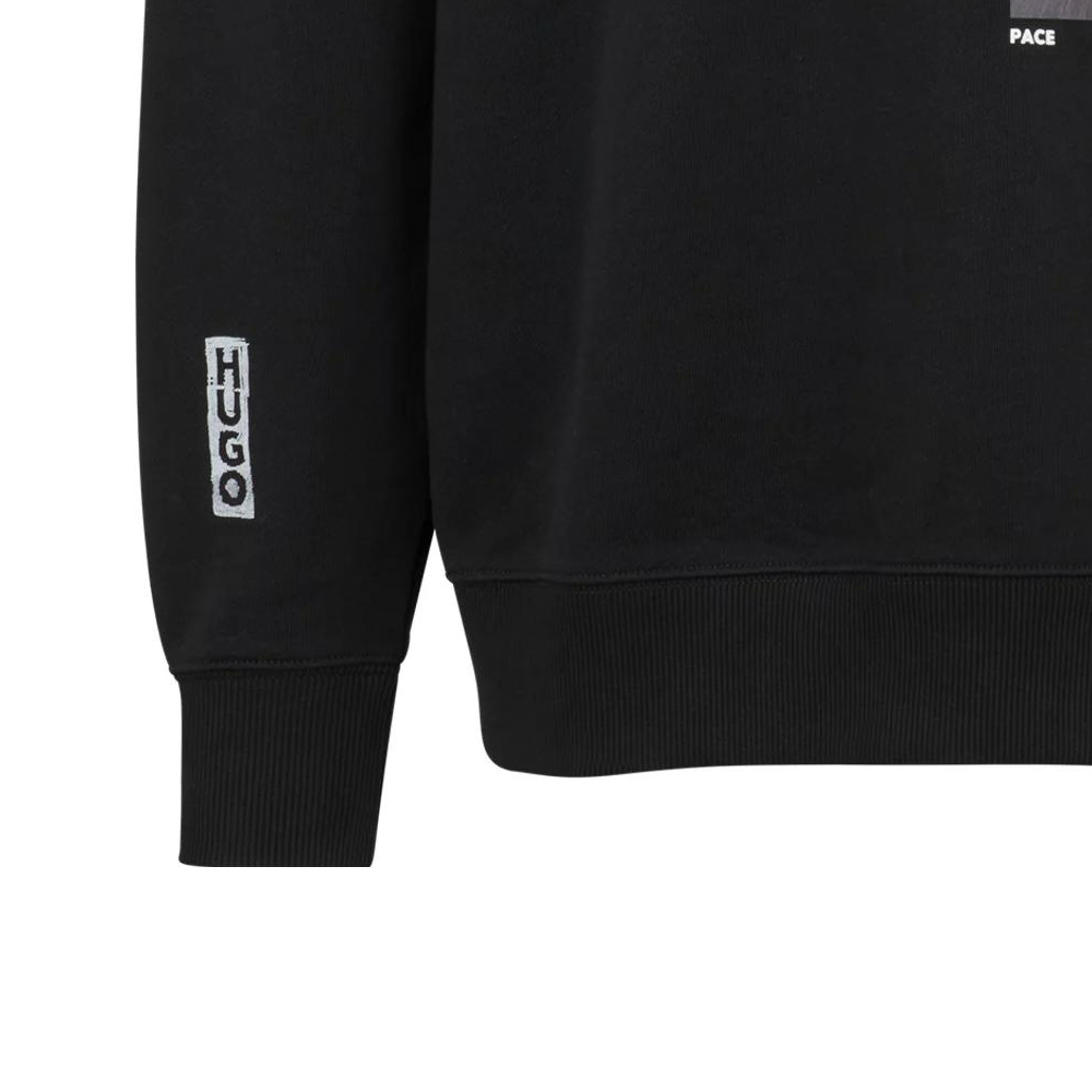 Sizing HUGO BOSS SS23 Graphic Striped Crewneck Long Sleeve Sweatshirt  Black 50493703-001