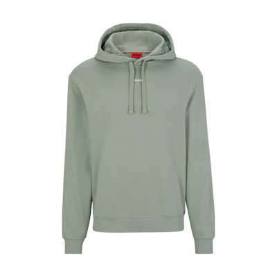HUGO BOSS SS23 Green Hoodie with Solid Logo Print and Drawstring 50486478-330