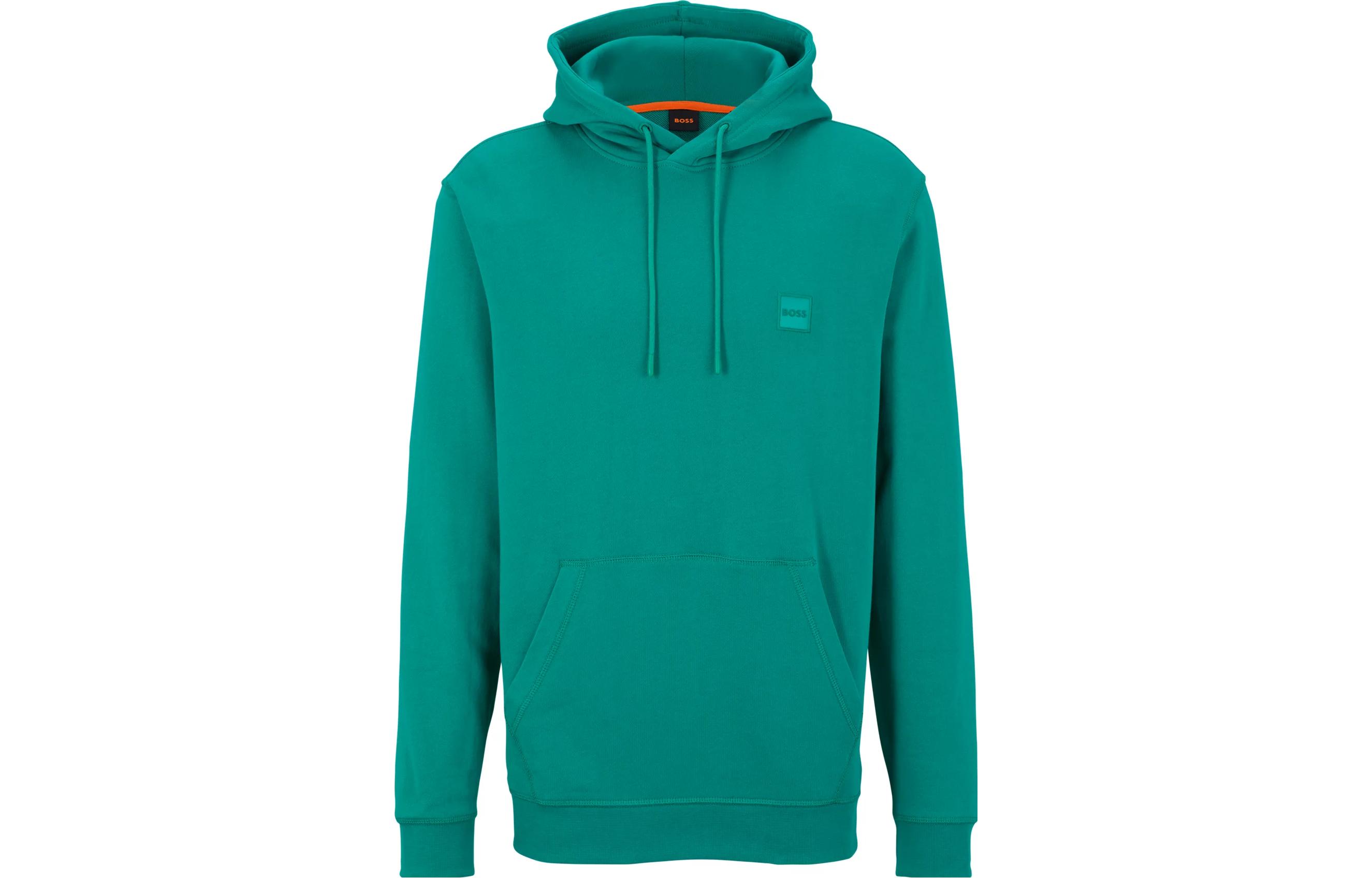 HUGO BOSS SS23 Green Logo Patch Pullover Hoodie 50468445-312