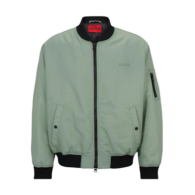 HUGO BOSS SS23 Green Logo Print Long-Sleeve Jacket with Side Pockets 50493096-330