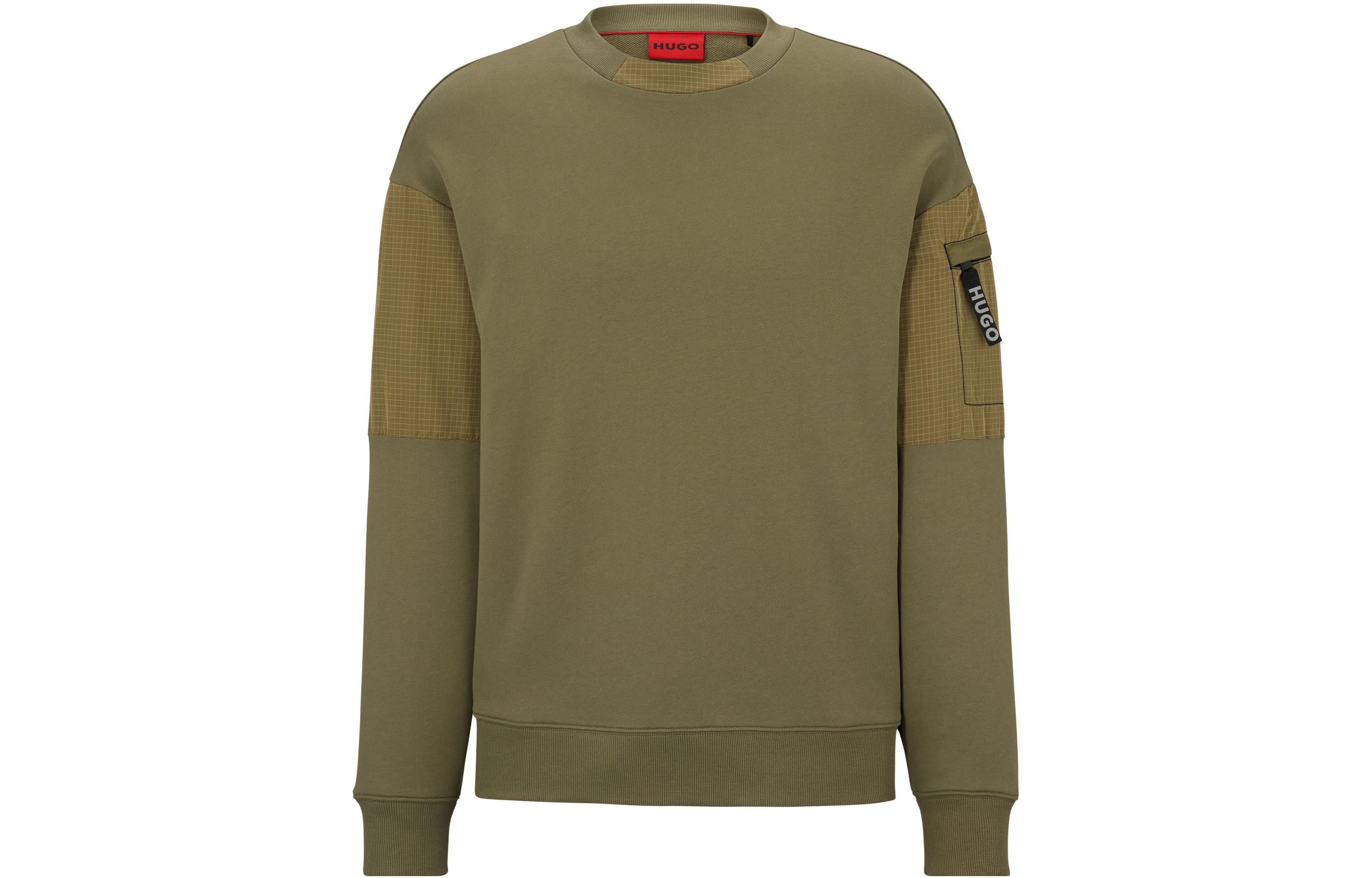 HUGO BOSS SS23 Green Patchwork Casual Sweatshirt Men 50493591-345