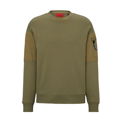 HUGO BOSS SS23 Green Patchwork Casual Sweatshirt Men 50493591-345