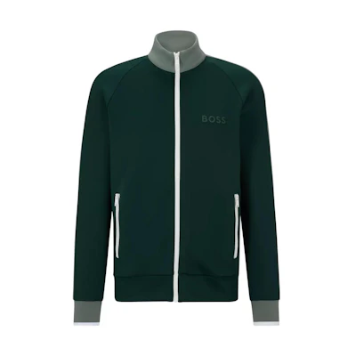 HUGO BOSS SS23 Green Track Jacket with Logo Patch and Side Stripes 50486268-350