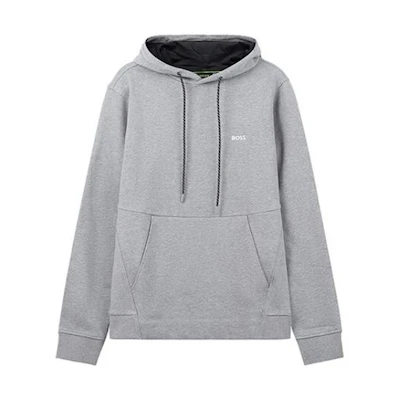 HUGO BOSS SS23 Grey Hoodie with Solid Color Letter Print and Drawstring 50483036-059