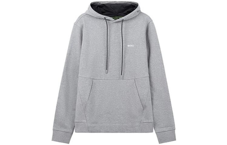 HUGO BOSS SS23 Grey Hoodie with Solid Color Letter Print and Drawstring 50483036-059 圖 2