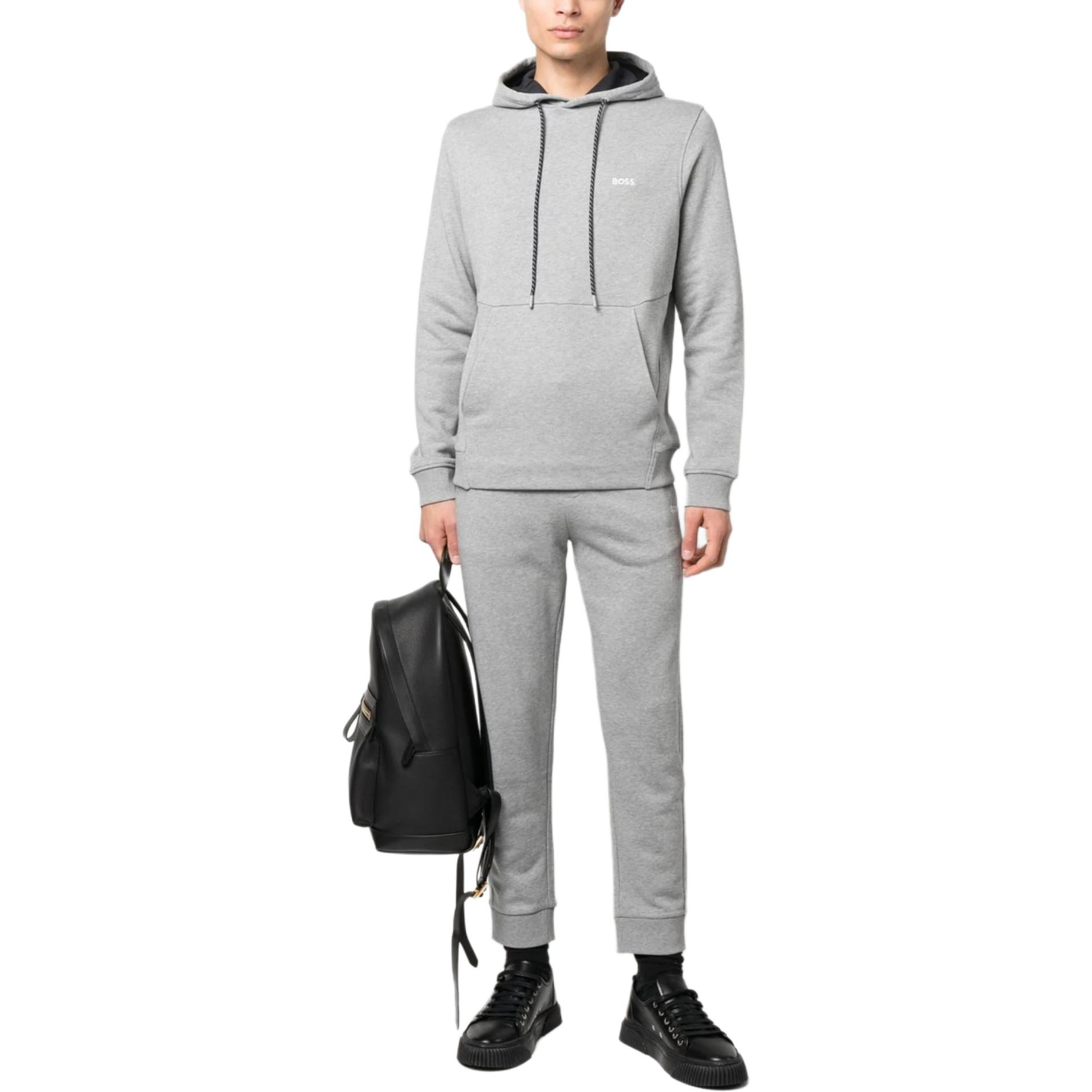 HUGO BOSS SS23 Grey Hoodie with Solid Color Letter Print and Drawstring 50483036-059 圖 4