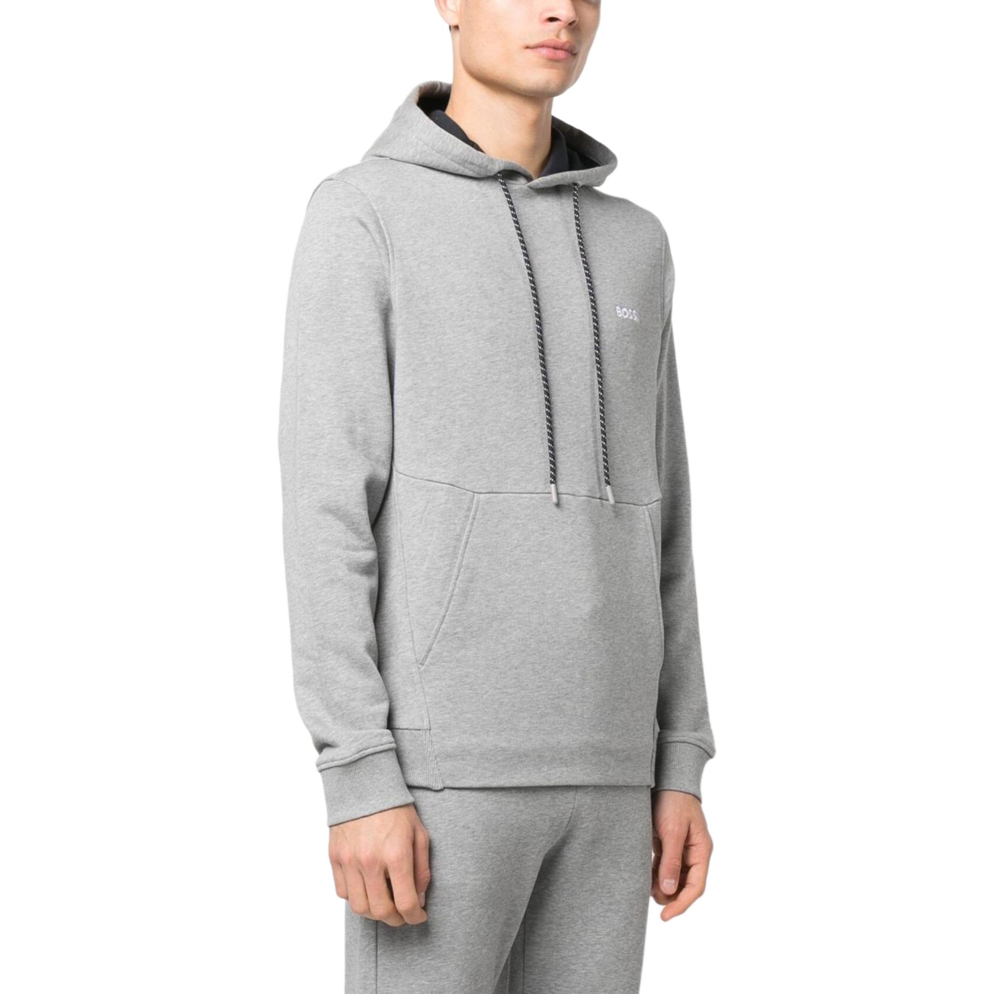 HUGO BOSS SS23 Grey Hoodie with Solid Color Letter Print and Drawstring 50483036-059 圖 6