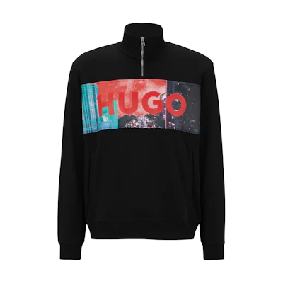 HUGO BOSS SS23 Half-Zip Logo Sweatshirt Black 50484163-001