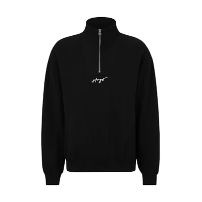 HUGO BOSS SS23 Handwritten Logo Half-Zip Sweatshirt Men’s Black 50486472-001