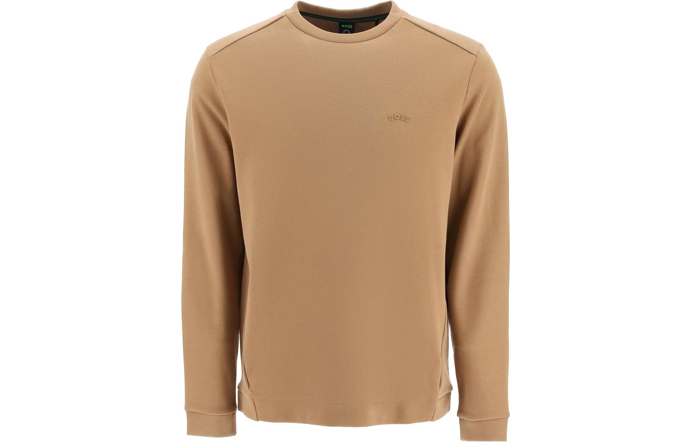 HUGO BOSS SS23 Khaki Crewneck Sweatshirt with Letter Logo 50474192-216