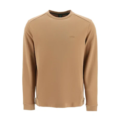 HUGO BOSS SS23 Khaki Crewneck Sweatshirt with Letter Logo 50474192-216