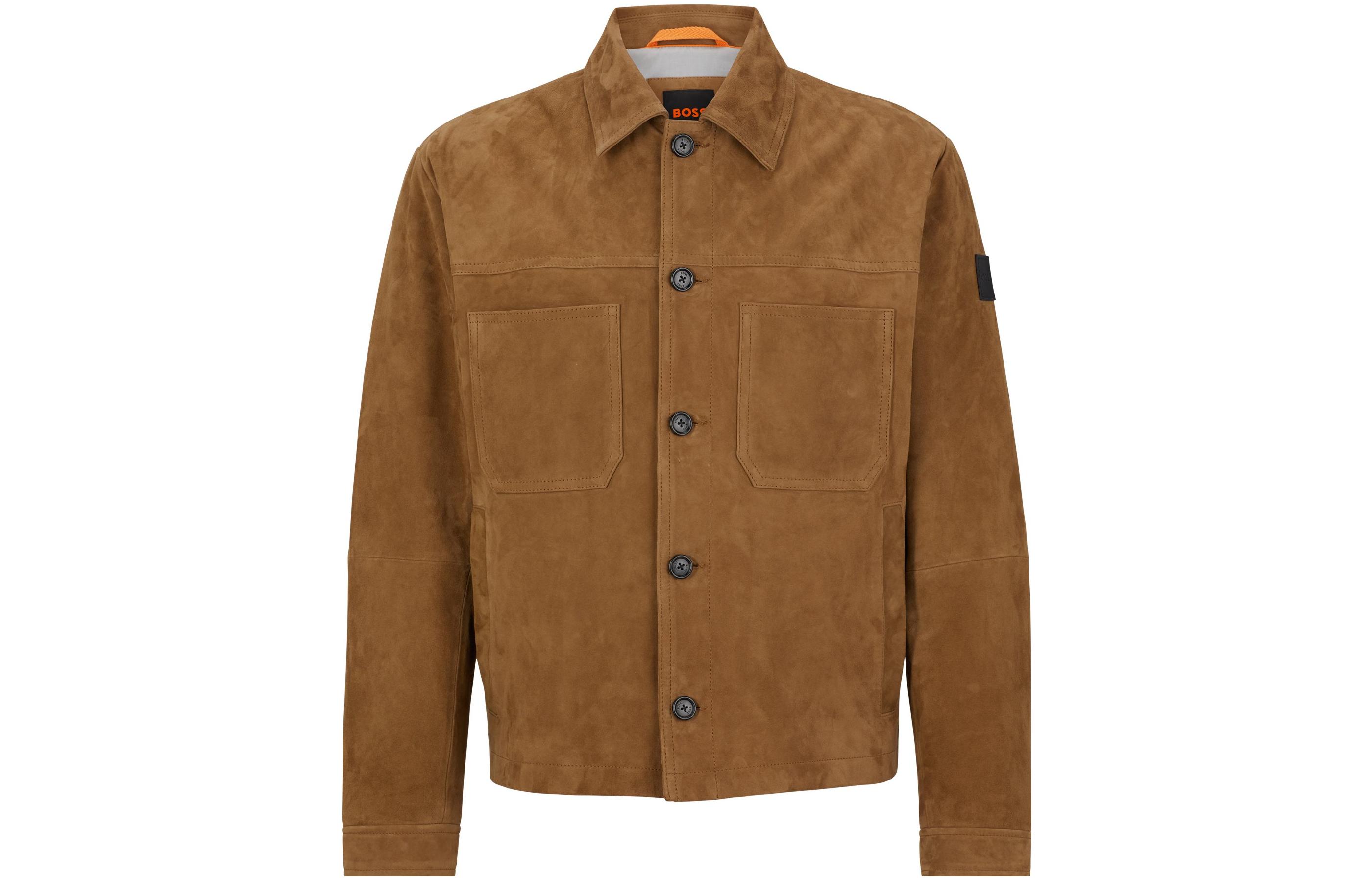 HUGO BOSS SS23 Khaki Single-Breasted Long-Sleeve Shirt Jacket 50485082-280