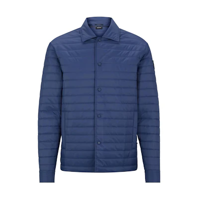 HUGO BOSS SS23 Light Blue Button-Up Fleece Jacket with Collar 50497165-475