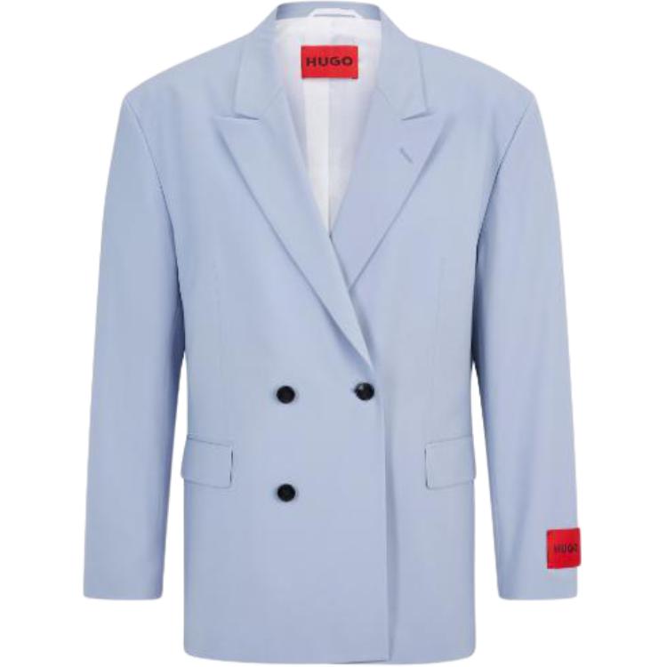 HUGO BOSS SS23 Light Blue Double-Breasted Long Sleeve Jacket 50487807-451