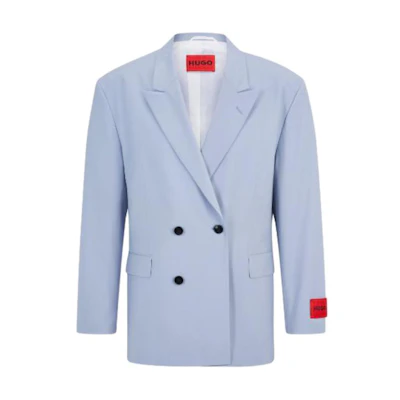 HUGO BOSS SS23 Light Blue Double-Breasted Long Sleeve Jacket 50487807-451