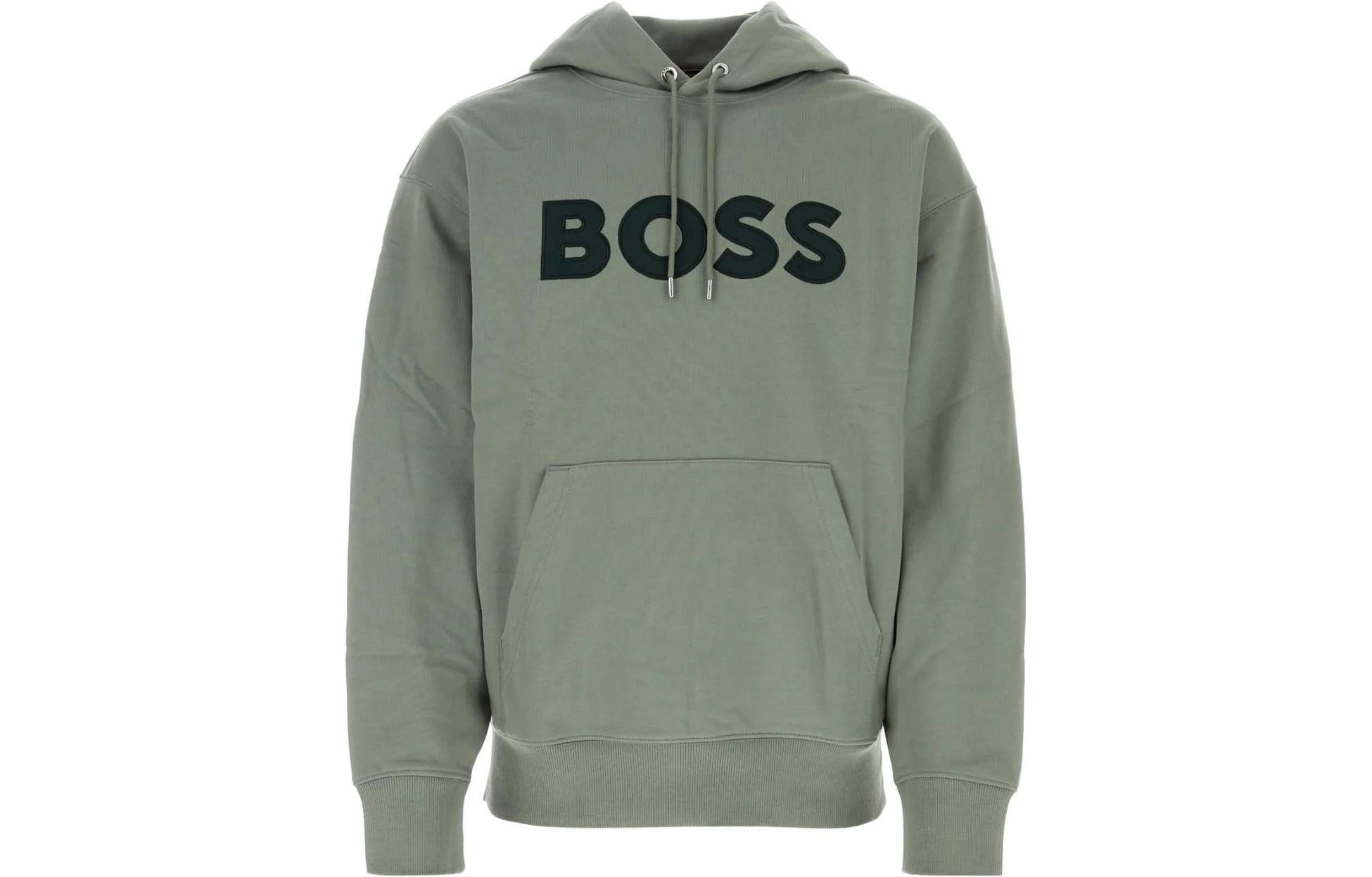 HUGO BOSS SS23 Light Green Embroidered Logo Drawstring Hoodie 50486243-343