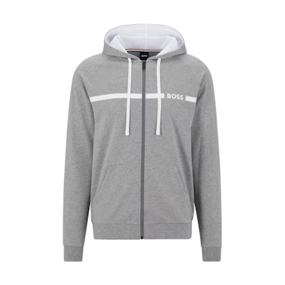 HUGO BOSS SS23 Light Grey Cotton Zip-Up Sweatshirt 50491255-033