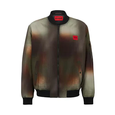 HUGO BOSS SS23 Logo Camo Print Long Sleeve Jacket Men’s Grey 50488047-960