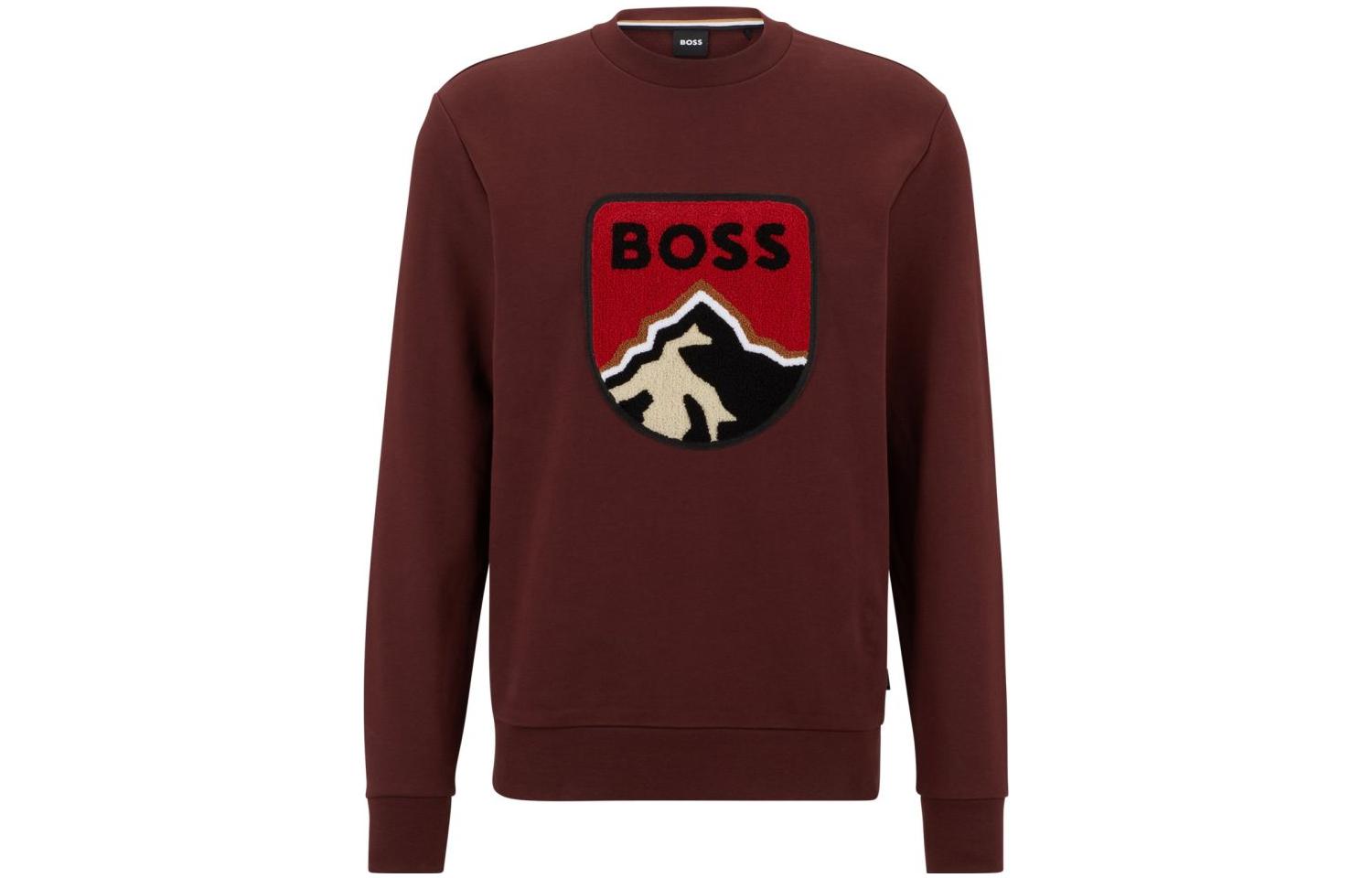 HUGO BOSS SS23 Logo Crewneck Brown Sweatshirt 50476984-604
