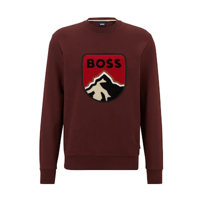 HUGO BOSS SS23 Logo Crewneck Brown Sweatshirt 50476984-604
