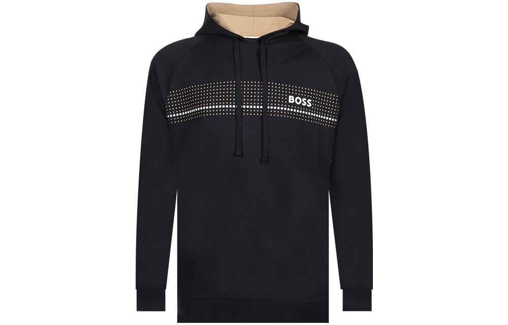 HUGO BOSS SS23 Logo Dot Print Drawstring Hoodie Black 50485939-001
