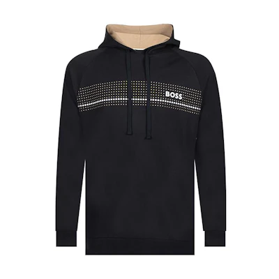 HUGO BOSS SS23 Logo Dot Print Drawstring Hoodie Black 50485939-001