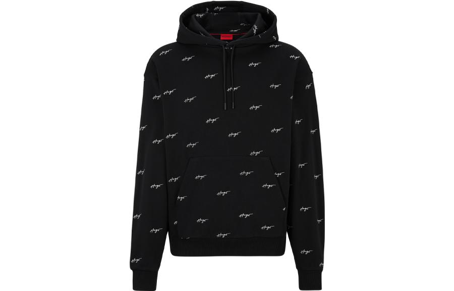 HUGO BOSS SS23 Logo Embroidered Oversized Hoodie Black 50486459-001