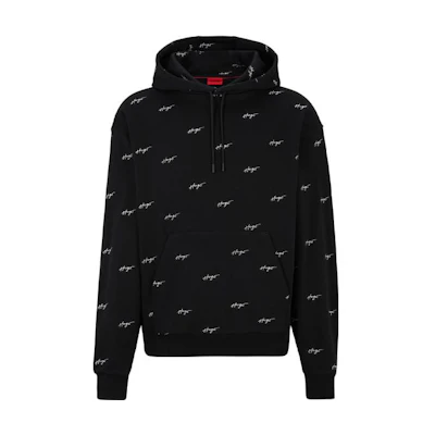 HUGO BOSS SS23 Logo Embroidered Oversized Hoodie Black 50486459-001