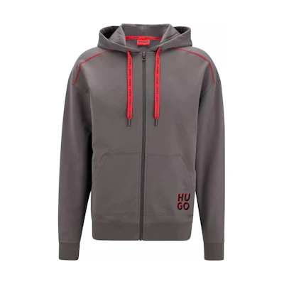 HUGO BOSS SS23 Logo Embroidered Zip-Up Hoodie Grey 50478933-021