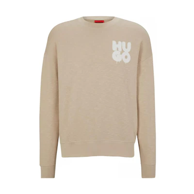 HUGO BOSS SS23 Logo Graffiti Sweatshirt Men’s Light Beige 50487526-274