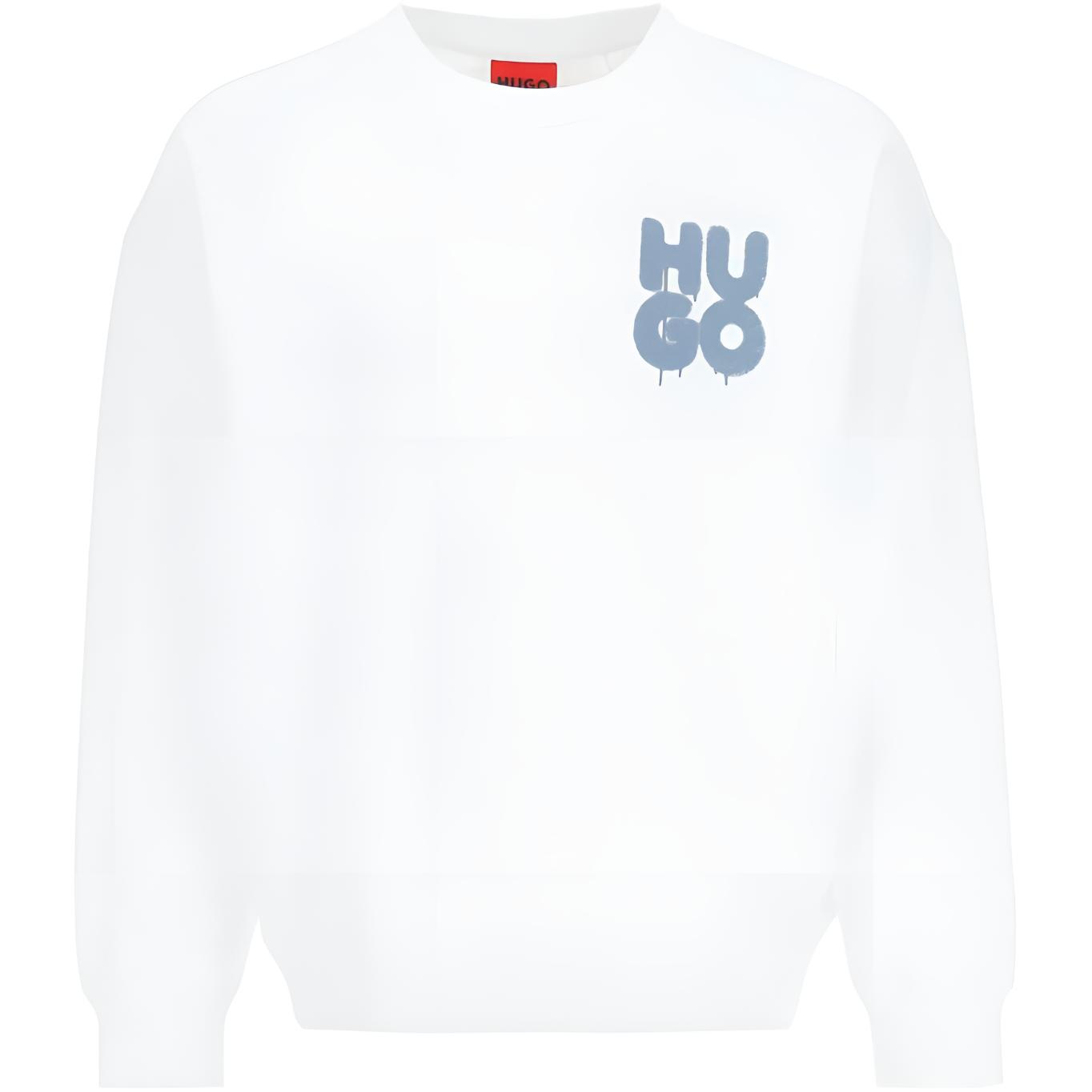 HUGO BOSS SS23 Logo Graffiti Sweatshirt Men’s White 50487526-100