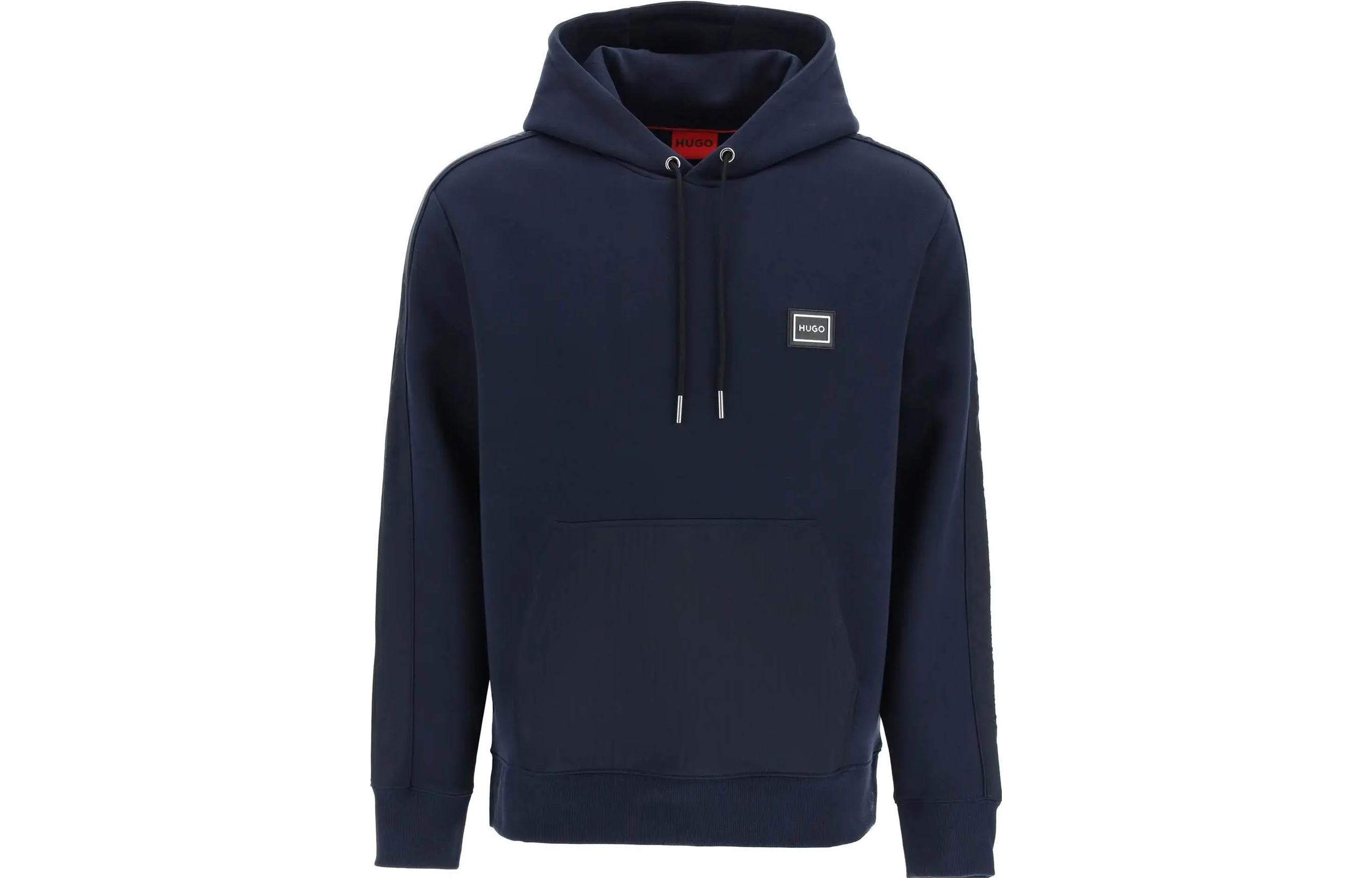 HUGO BOSS SS23 Logo Plain Pullover Hoodie Navy Blue Long Sleeve 50485261-405