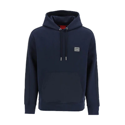HUGO BOSS SS23 Logo Plain Pullover Hoodie Navy Blue Long Sleeve 50485261-405