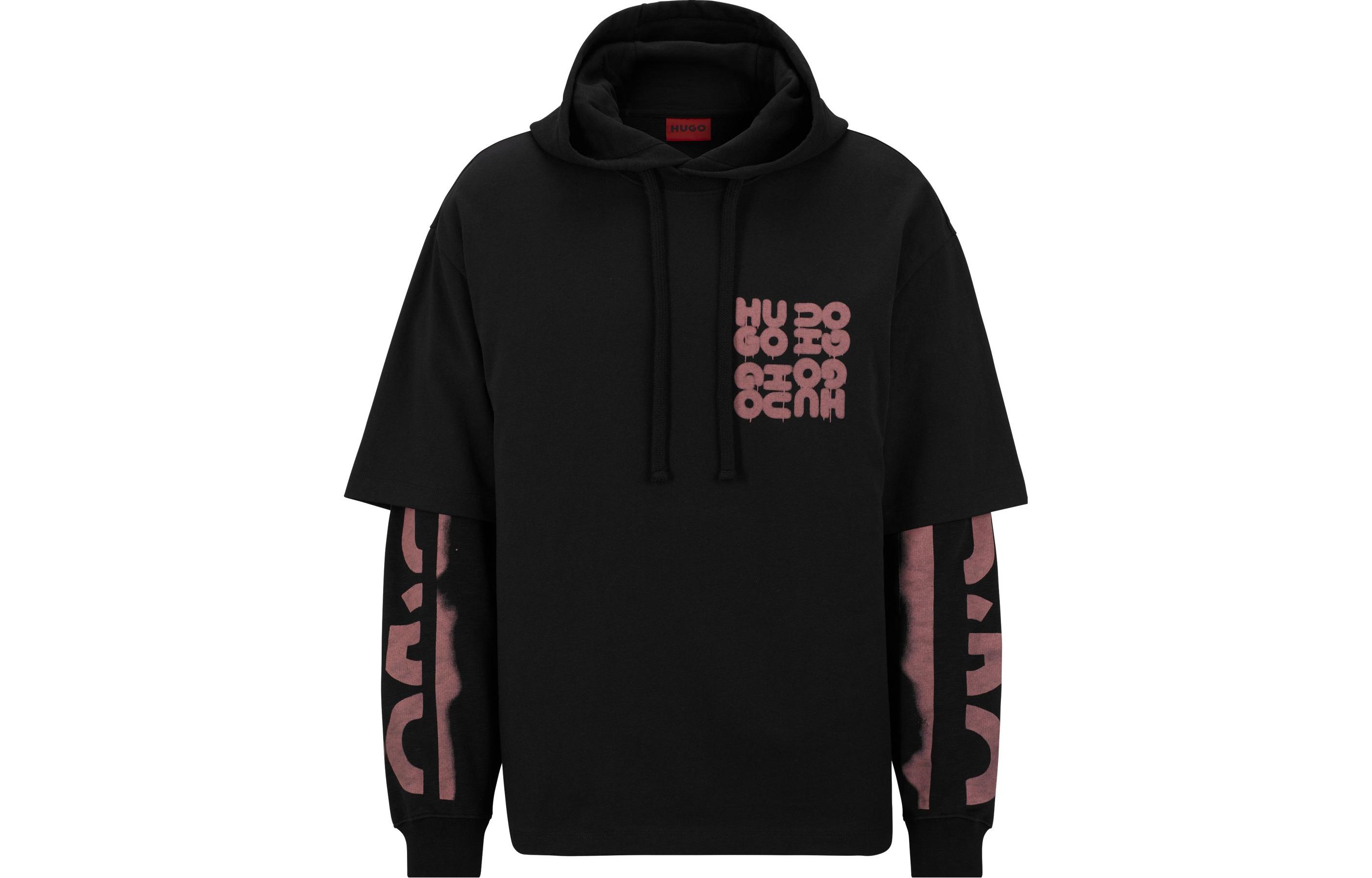 HUGO BOSS SS23 Logo Print Cotton Terry Sweatshirt Black 50487545-001